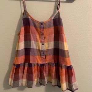Plaid Flared fall tank
